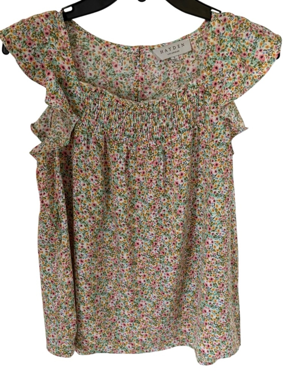 Hayden Pastel Floral Smocked Blouse Size Small